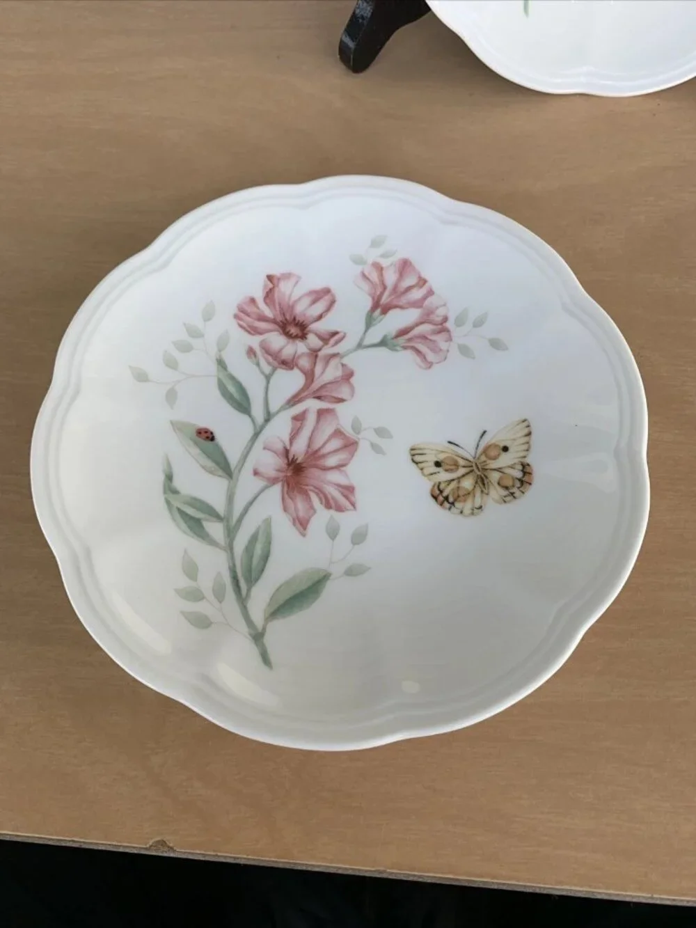 LENOX Butterfly Meadow Floral & Butterfly Dessert Bread Plate 6.5” Set Of 2 RED